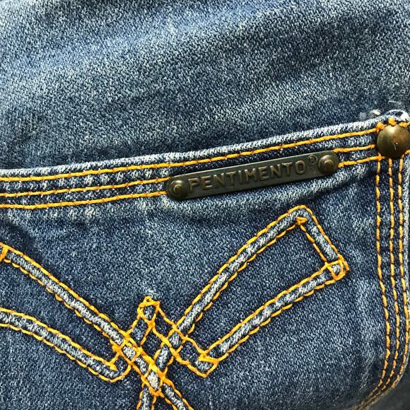 Vintage 70s Pentimento Flare Bell Bottom High Waist Denim Jeans size waist 26 - Picture 11 of 12